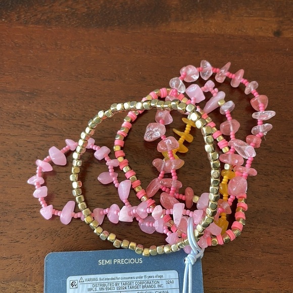 Universal Thread pink bracelets set of 5 semi precious stones jewelry New - Picture 5 of 5